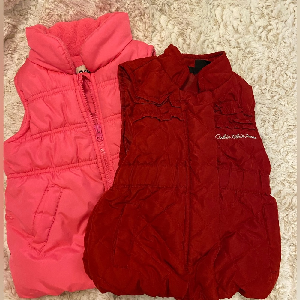 Toddler puffer vests lot (1 pink and 1 red)
